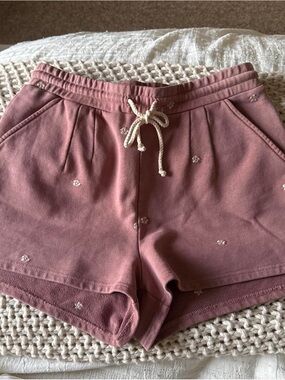 saltwater LUXE Rose Pink Embroidered Drawstring Athletic Shorts